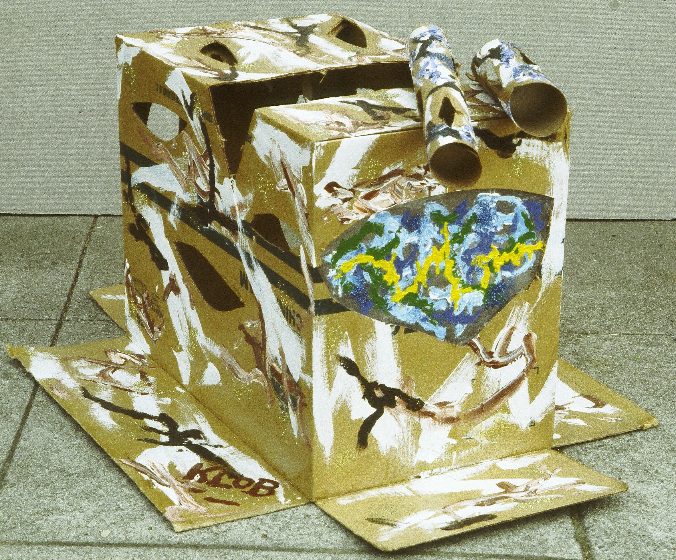 1976; acrylic, cardboard box, paper tubes, wax paper; 42 X 36 X 34 in