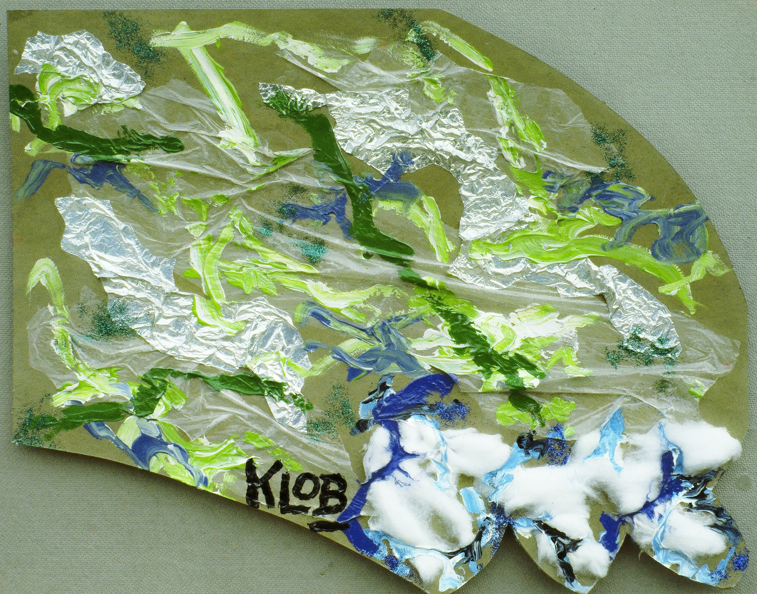 1979; acrylic, wax paper, aluminum foil, cotton; 24 in X 36 in